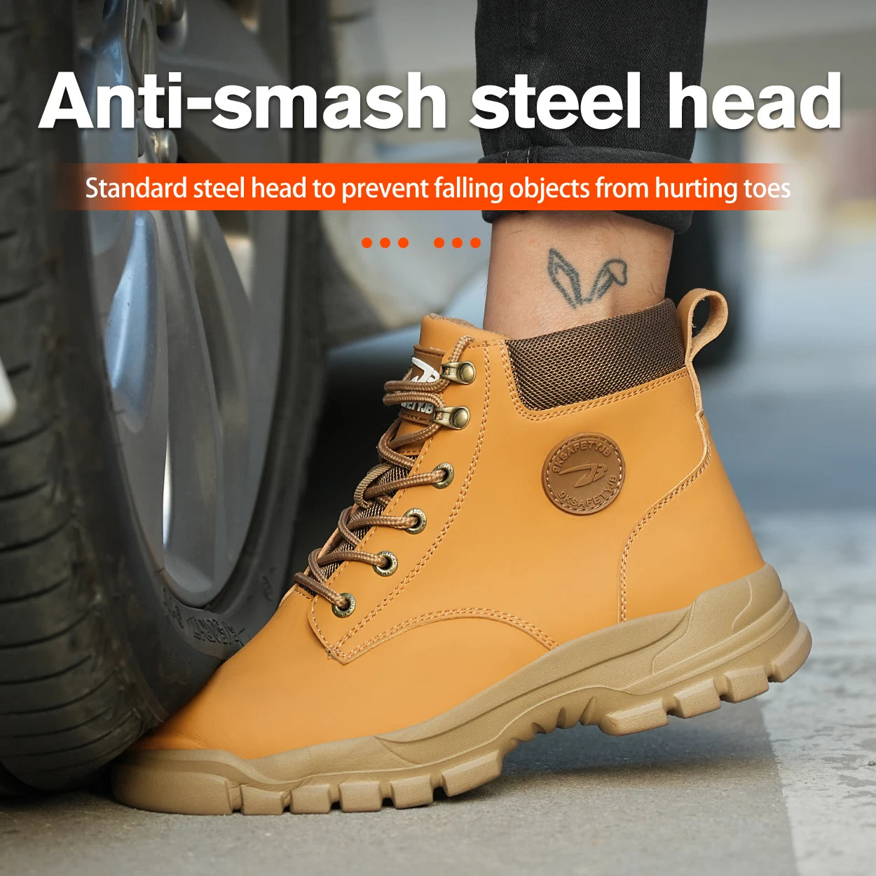 High Top PU Safety Shoes Anti Smash Anti Puncture Breathable