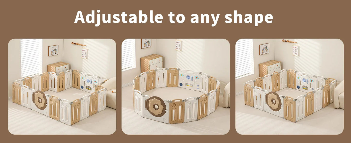 Foldable Playpen for Babies and Toddlers, Portable Kids Play Yards with Safety Gate, 14/18/22 Panels