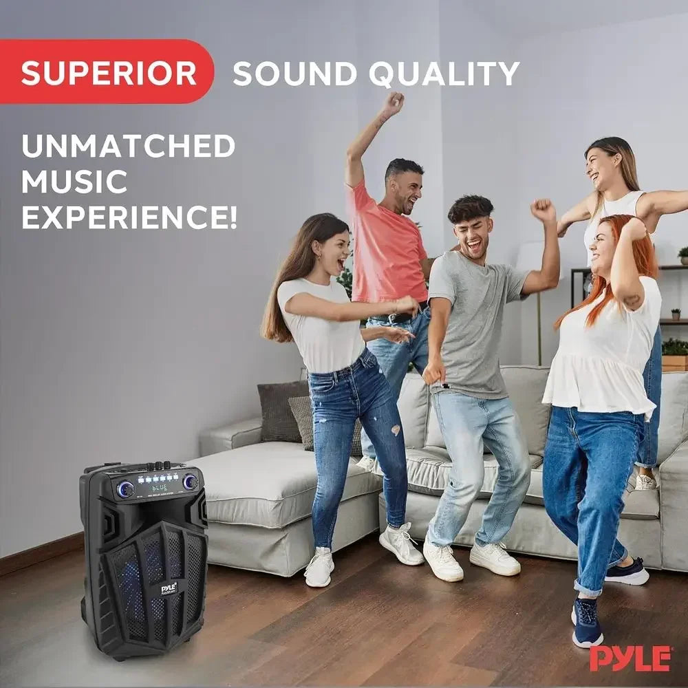 680W Portable Bluetooth PA Speaker with 10 Inch Woofer, Rechargeable Battery, Wireless Microphone & RGB Party Lights