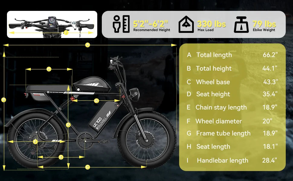 E10 Electric Bike 52V Dual Motors 35MPH Top Speed 160-Mile Range High-Capacity Battery Long-Distance Commuting for Adults