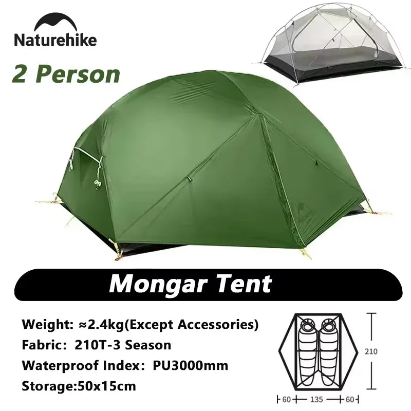Naturehike Mongar 2-Person Ultralight Waterproof Backpacking Tent
