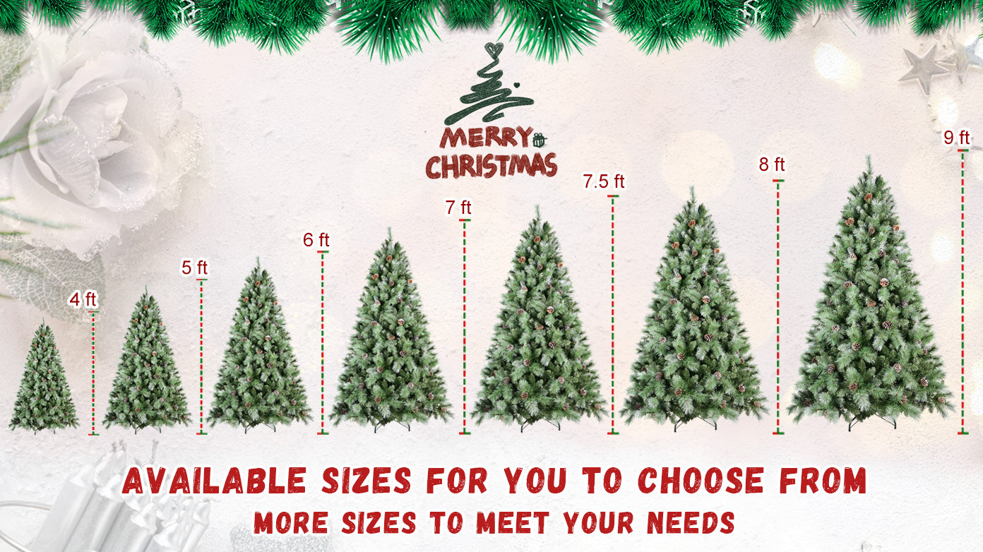7FT Premium Artificial Christmas Tree with 1,348 Tips & 82 Pine Cones ,Realistic Holiday Décor
