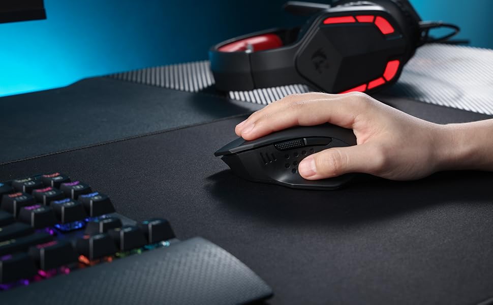 Redragon M656 Gainer Wireless Gaming Mouse, 4000 DPI 2.4GHz Ergonomic Optical Mouse with Programmable Buttons for PC, Laptop & Mac