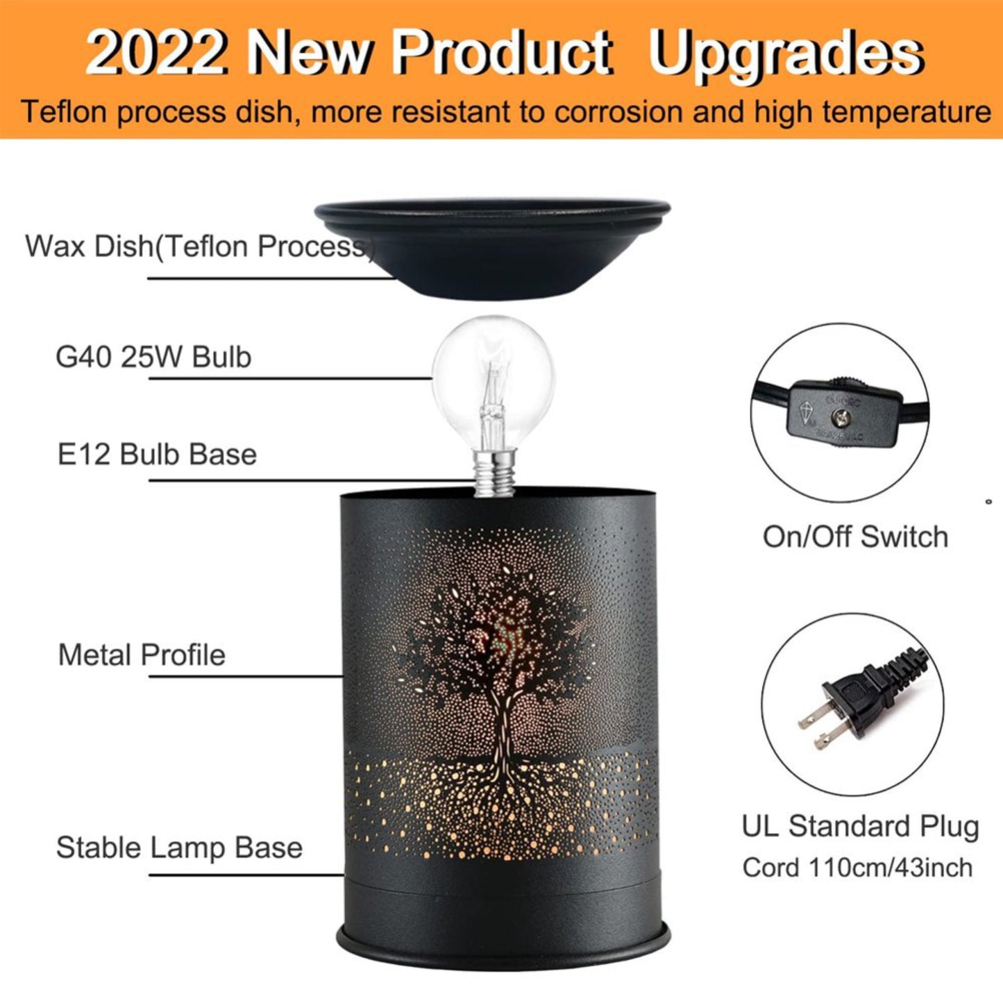 Wax Melt Warmer Electric Candle Wax Warmer for Scented Wax Metal