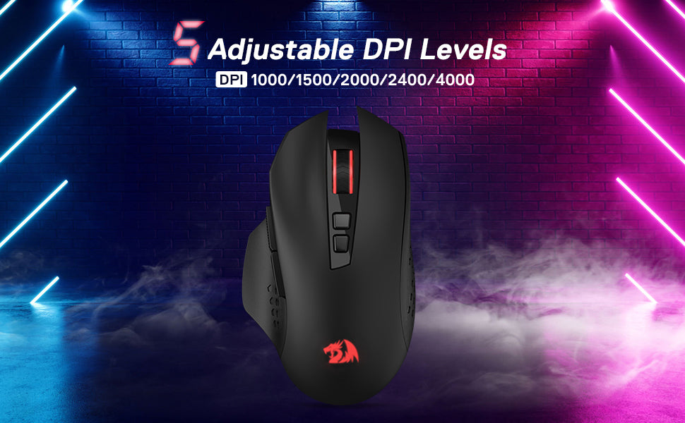 Redragon M656 Gainer Wireless Gaming Mouse, 4000 DPI 2.4GHz Ergonomic Optical Mouse with Programmable Buttons for PC, Laptop & Mac