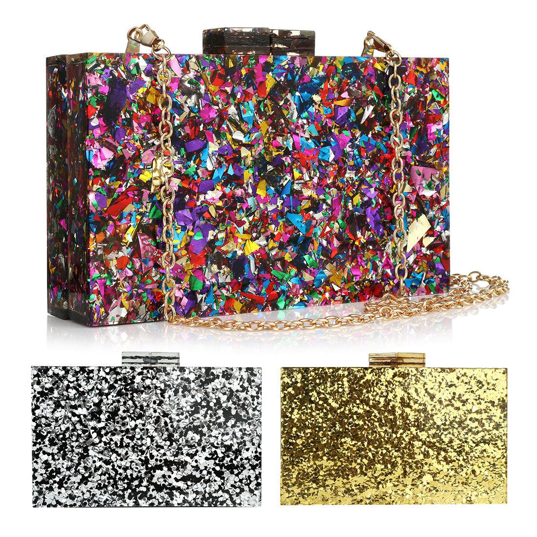 Elegant Acrylic Evening Crossbody Clutch Bag