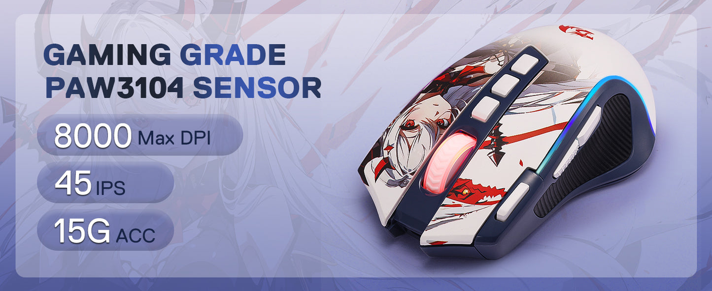 Redragon M612AK PRO RGB Gaming Mouse, 8000 DPI Wired & Wireless Optical Mouse with Programmable Buttons for PC, Laptop & Gaming
