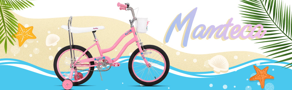 JOYSTAR 20 Inch Girls Bicycle with Training Wheels .Banana Seat Cruiser Bike for Kids Ages 6–12