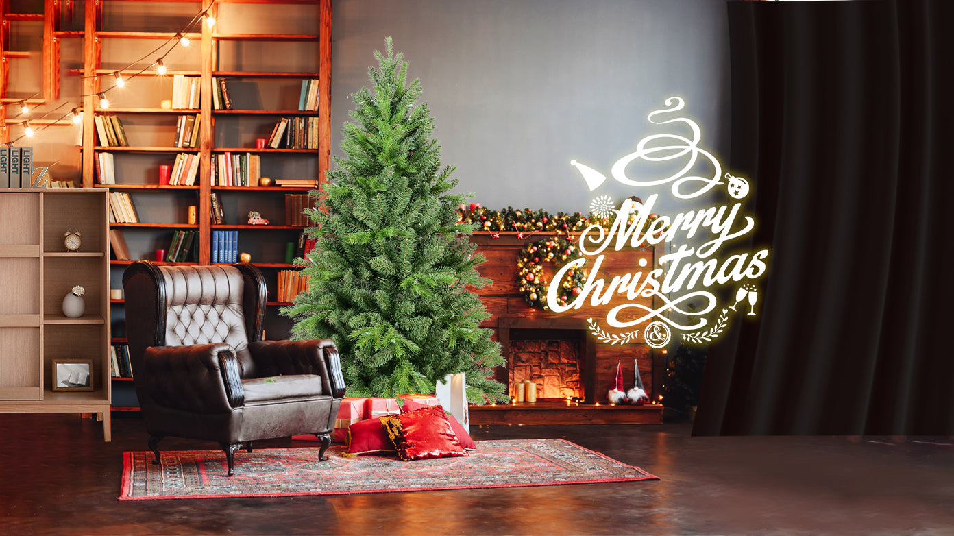 7FT Full-Bodied Artificial Christmas Tree with 1,375 PE & PVC Tips .Premium Hinged Holiday Tree