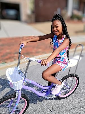 JOYSTAR 20 Inch Girls Bicycle with Training Wheels .Banana Seat Cruiser Bike for Kids Ages 6–12