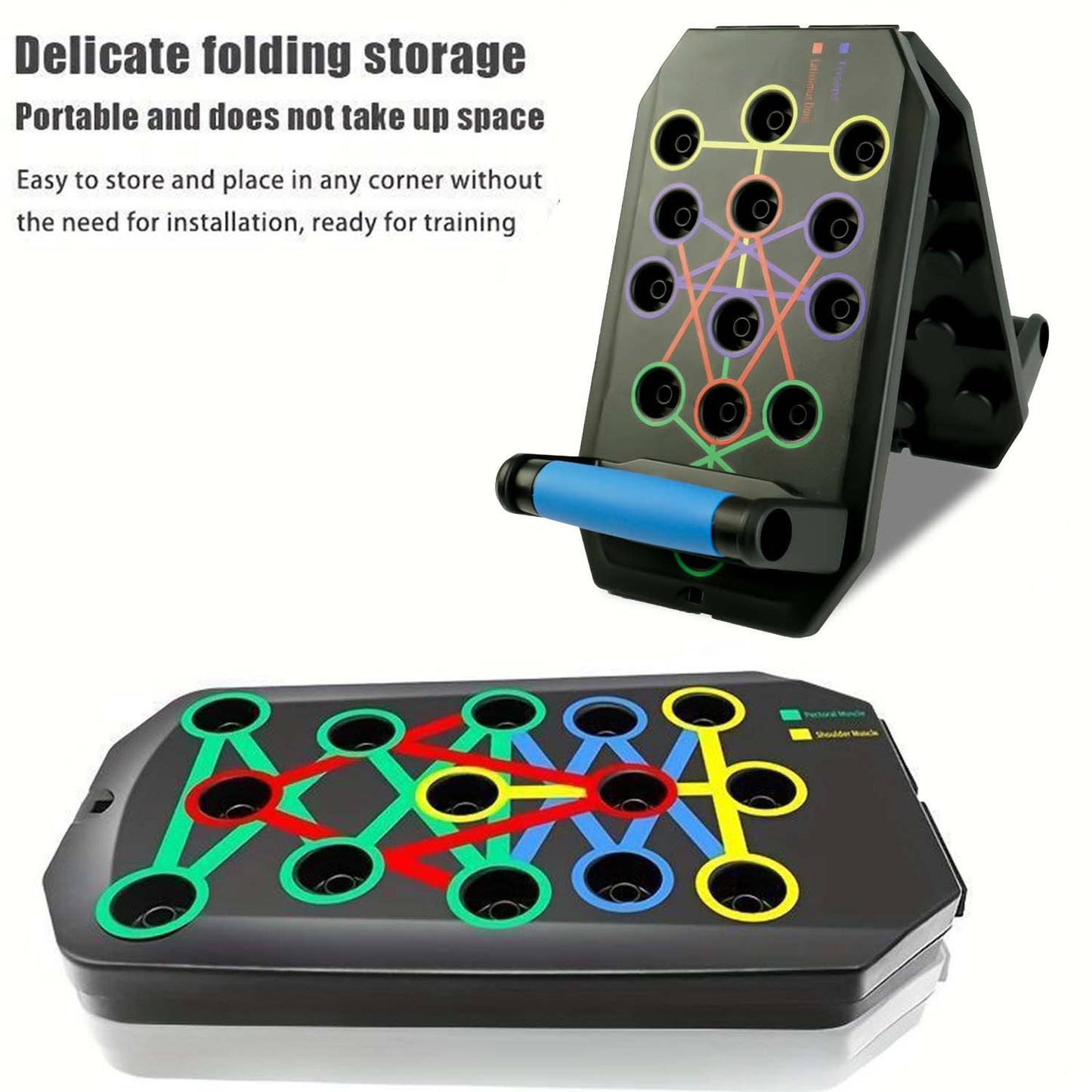 Portable Push-Up Board Set with Handles . Foldable Full Body Strength Training System