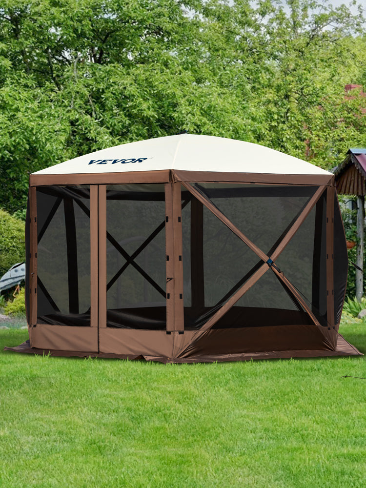 6-Sided Pop-Up Camping Gazebo Canopy Shelter – Spacious Outdoor Screen House for Camping, Picnics & Backyard Gatherings