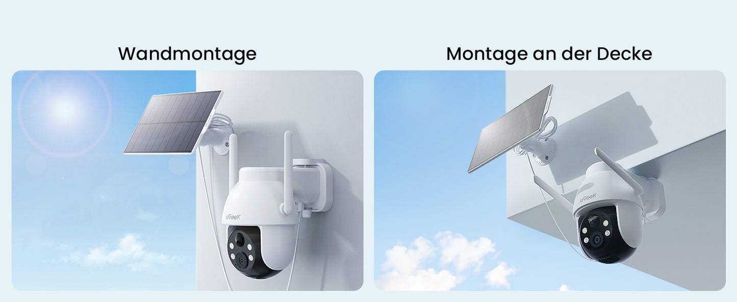 ieGeek 2K 3MP 360° PTZ HD Outdoor Solar Surveillance Camera,  Outdoor Battery  with PIR Motion Sensor, Colour Night Vision