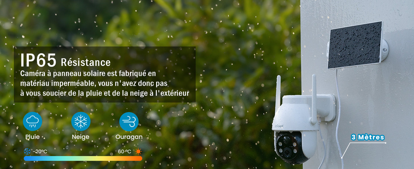 ieGeek 2K 3MP 360° PTZ HD Outdoor Solar Surveillance Camera,  Outdoor Battery  with PIR Motion Sensor, Colour Night Vision