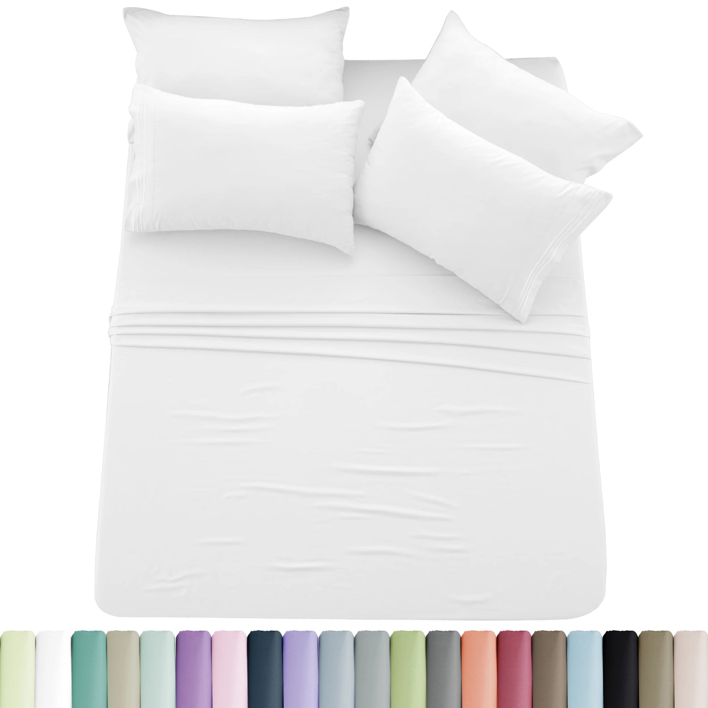 Luxury 6 Piece Microfiber Bed Sheet Set . Ultra Soft Deep Pocket Bedding Collection