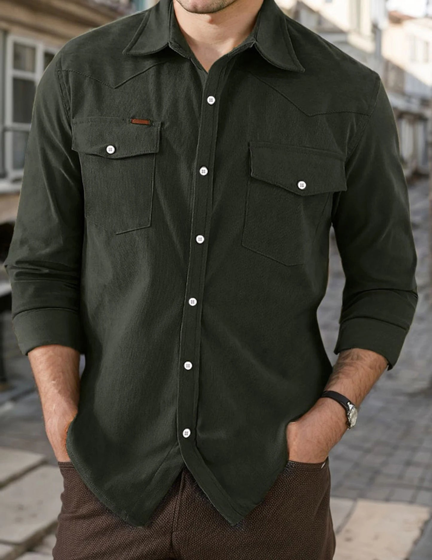 Men’s Corduroy Button Down Jacket Shirt
