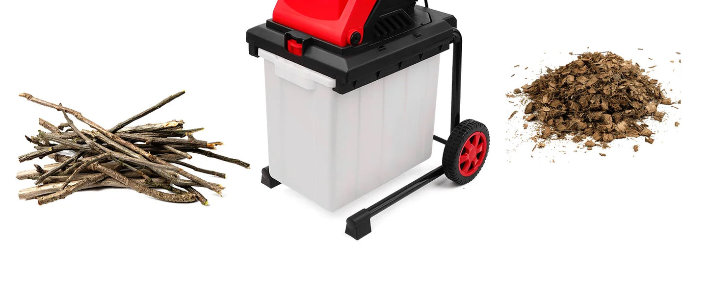 15-Amp Electric Wood Chipper & Leaf Mulcher with Collection Bag