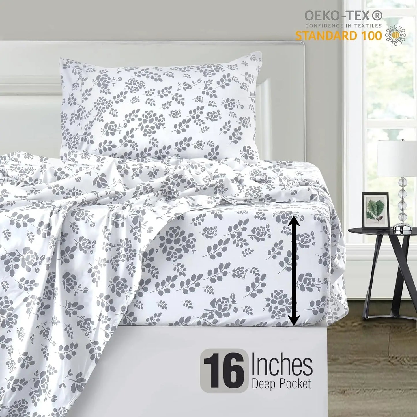 Soft Floral Comfort Sheet Set – Cozy Breathable 3-Piece Bedding for All Seasons