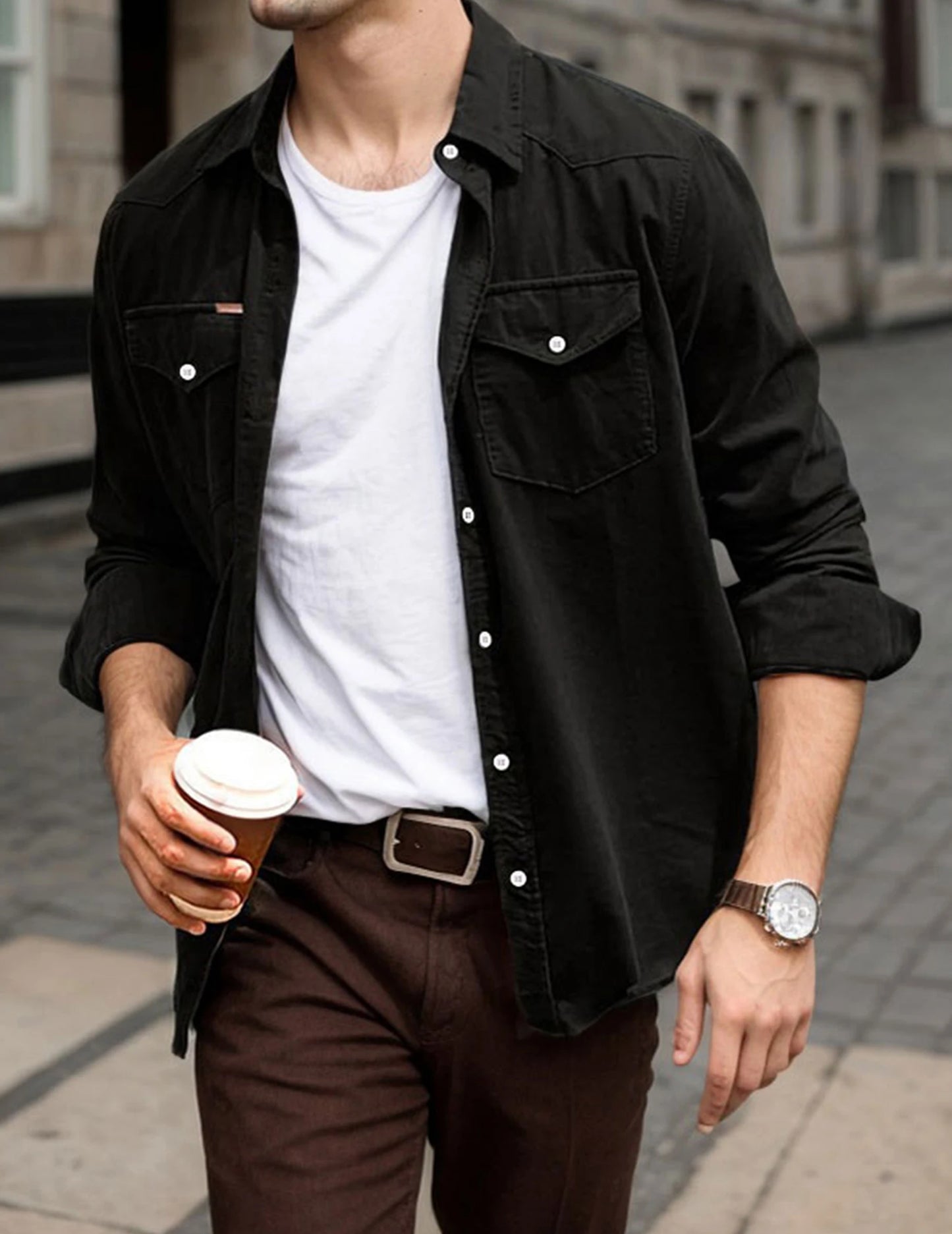 Men’s Corduroy Button Down Jacket Shirt