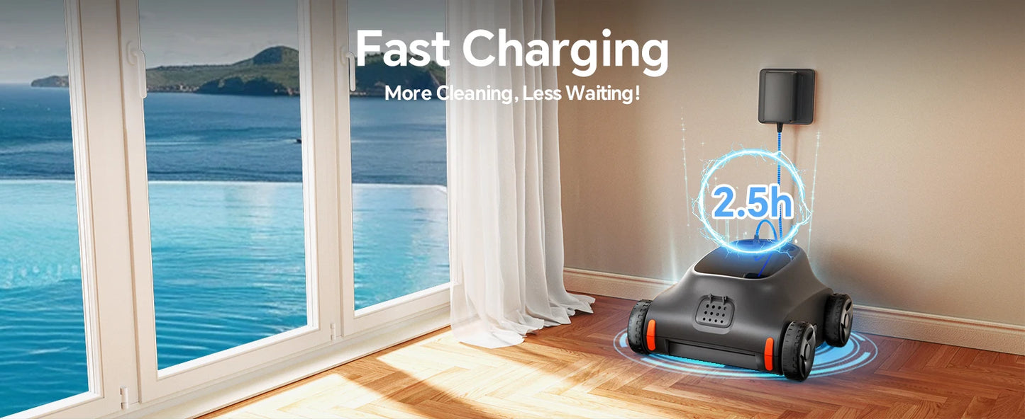 Seauto SAT 10 Cordless Robotic Pool Cleaner for Pools Up to 2,000 Sq. Ft. | Automatic Smart Pool Vacuum