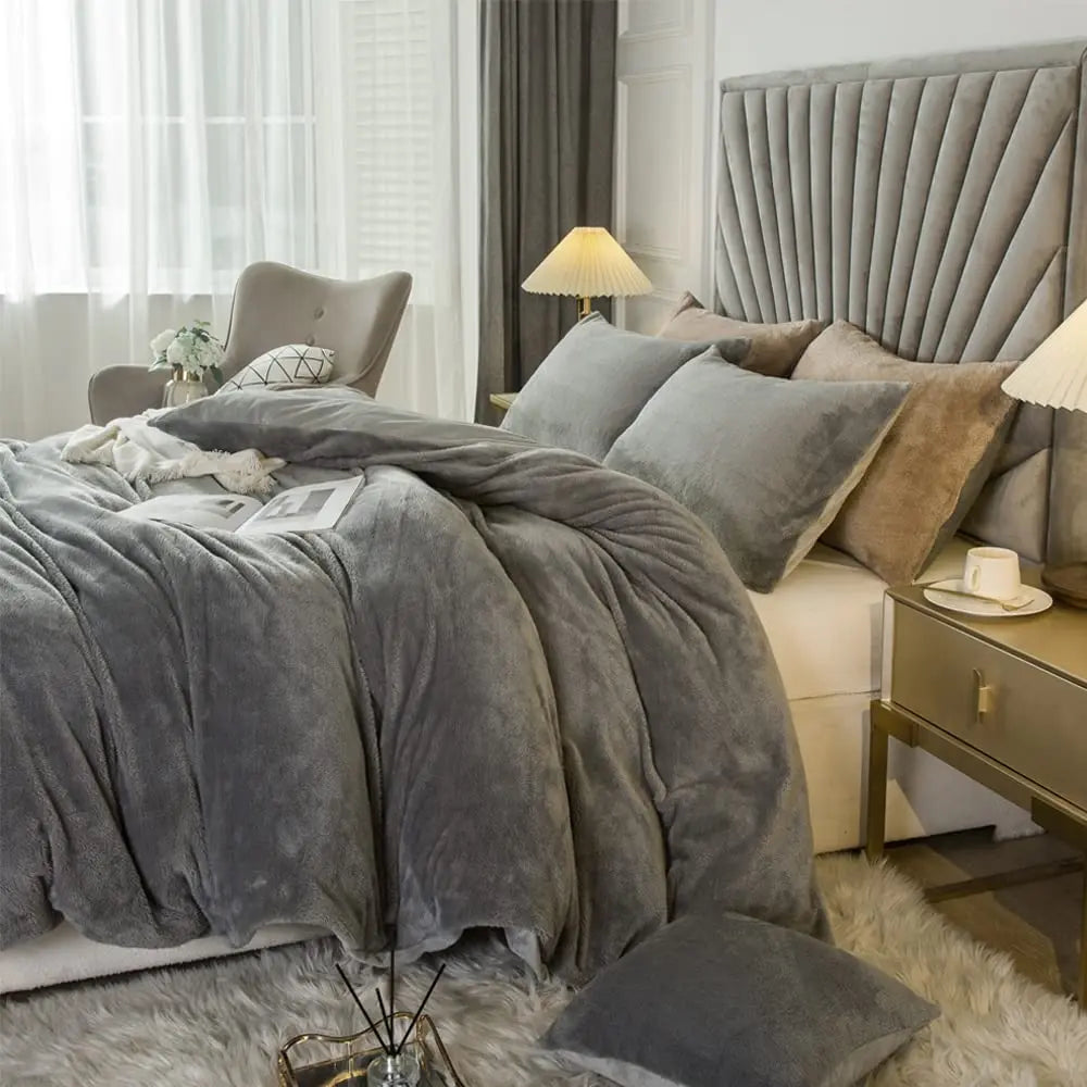 2 To 3 Piece Velvet Shaggy Duvet Cover Set Ultra Soft