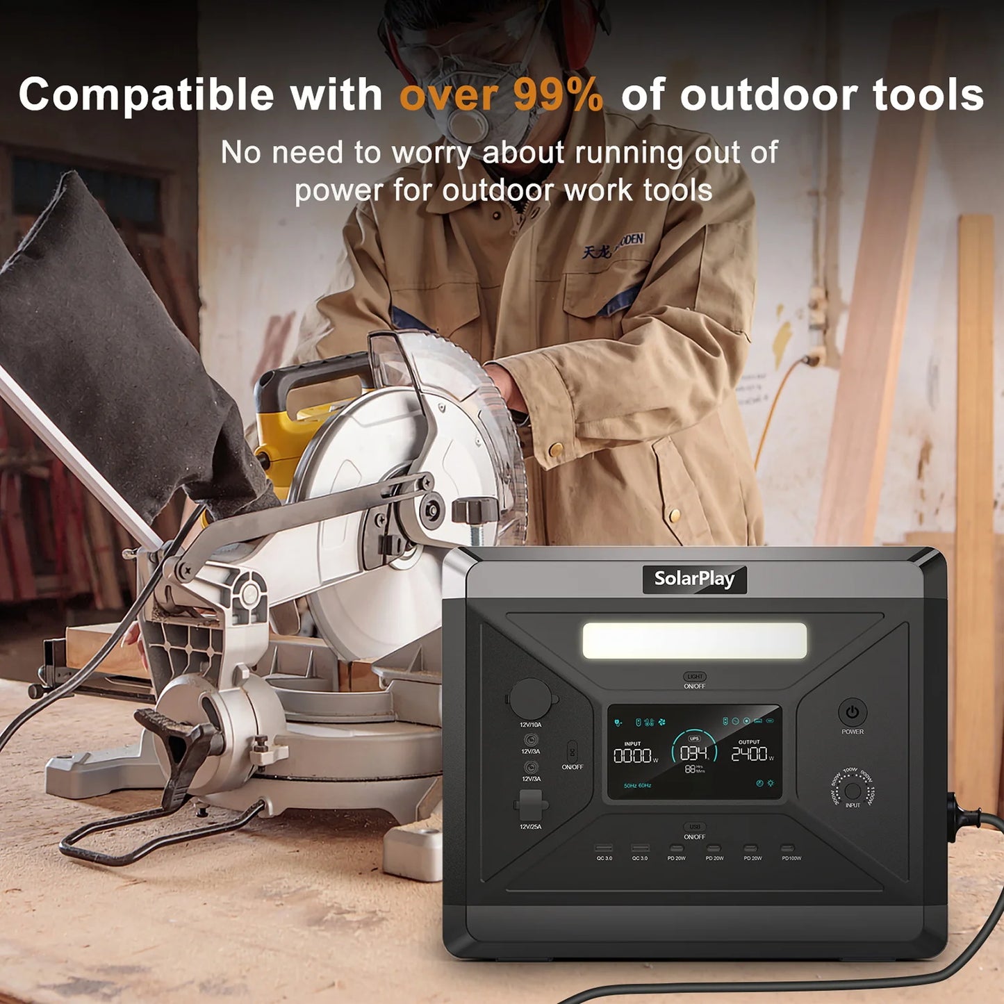 SOLARPLAY Portable Power Station 2160Wh  High-Capacity Backup Battery Generator for Home, RV, Camping & Emergency Power