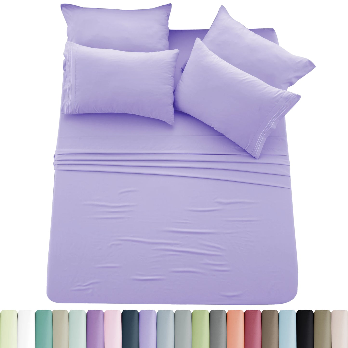 Luxury 6 Piece Microfiber Bed Sheet Set . Ultra Soft Deep Pocket Bedding Collection