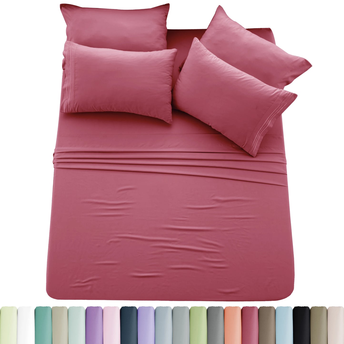 Luxury 6 Piece Microfiber Bed Sheet Set . Ultra Soft Deep Pocket Bedding Collection