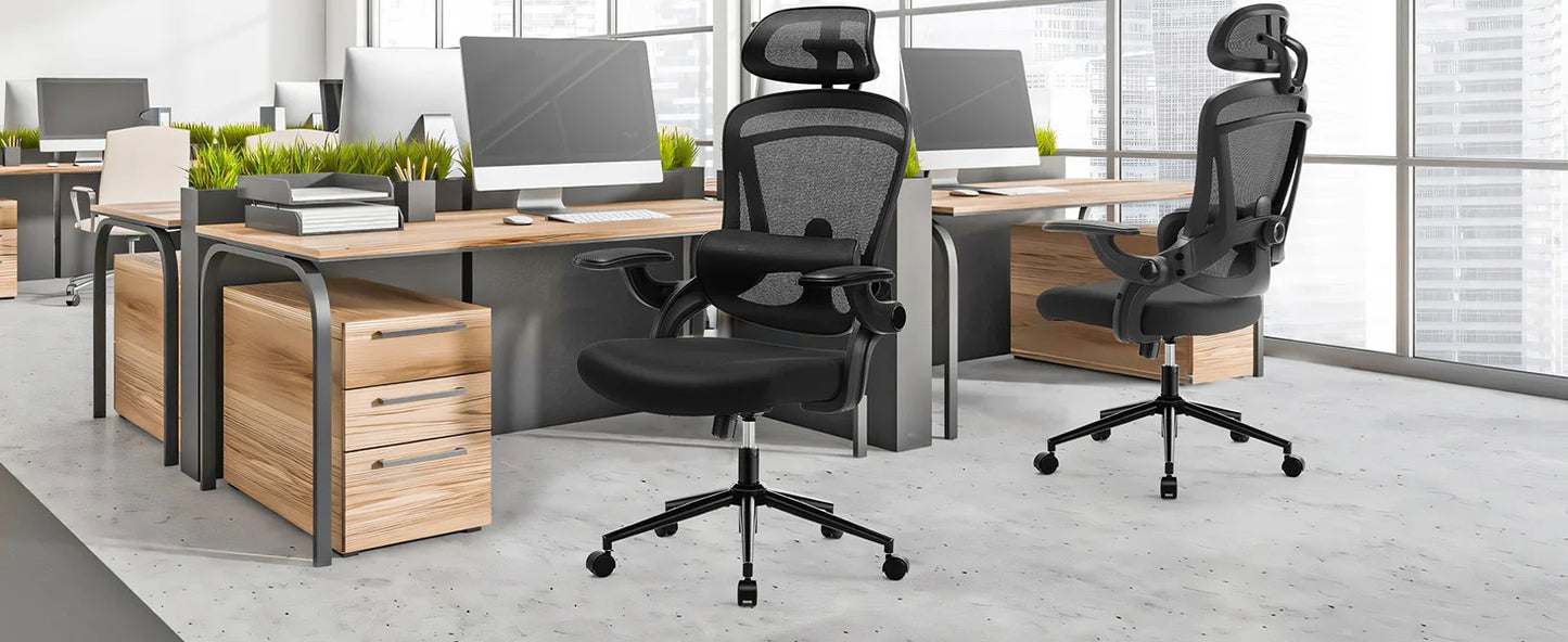JHK Ergonomic Mesh Office Chair with Adjustable Lumbar Support, High Back, 120° Recline, Flip-Up Armrests & Headrest