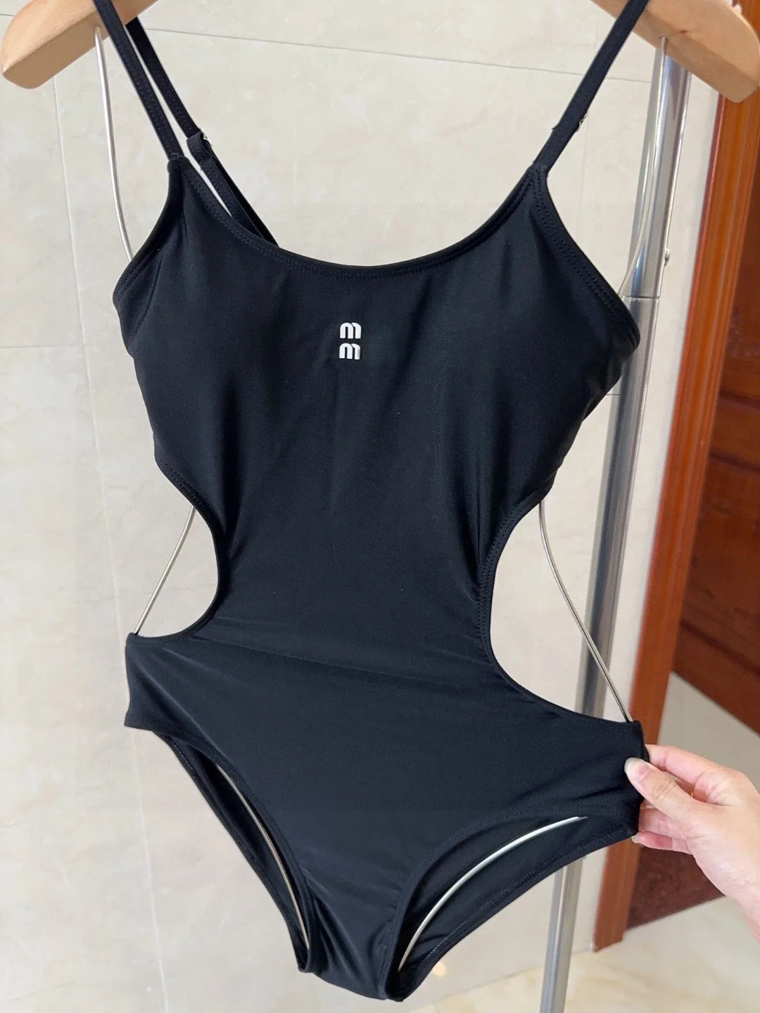 Elegant Double-Strap Cutout One-Piece Swimsuit. Hollow-Out Women’s Swimwear