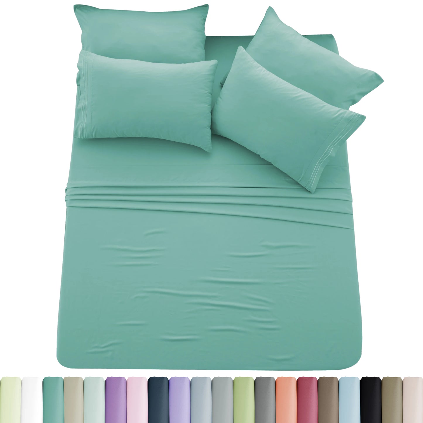 Luxury 6 Piece Microfiber Bed Sheet Set . Ultra Soft Deep Pocket Bedding Collection