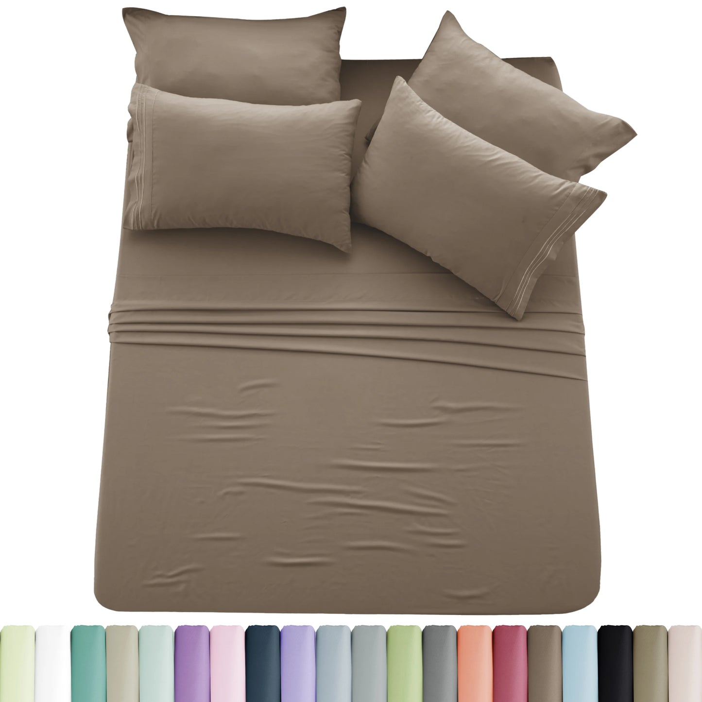 Luxury 6 Piece Microfiber Bed Sheet Set . Ultra Soft Deep Pocket Bedding Collection