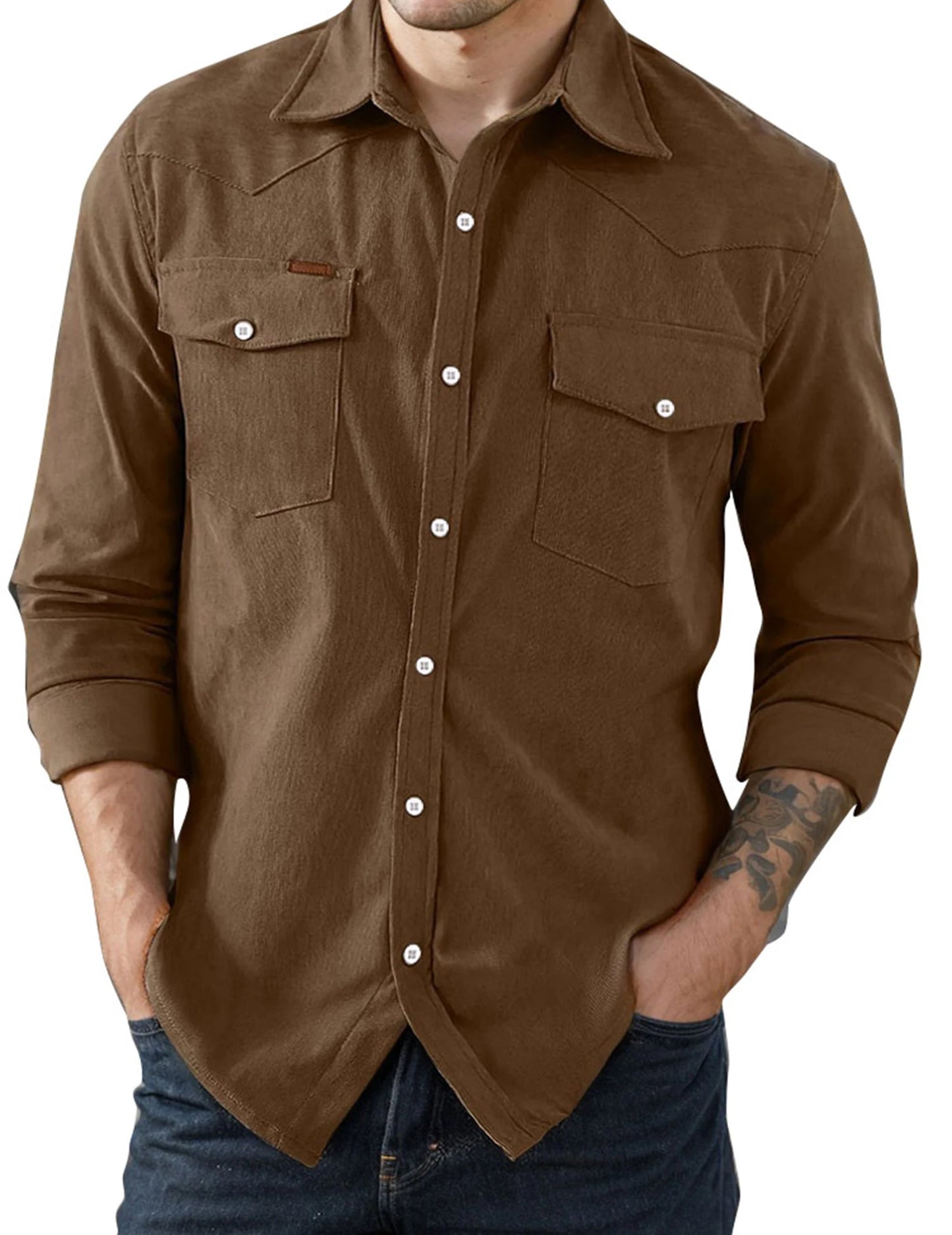 Men’s Corduroy Button Down Jacket Shirt