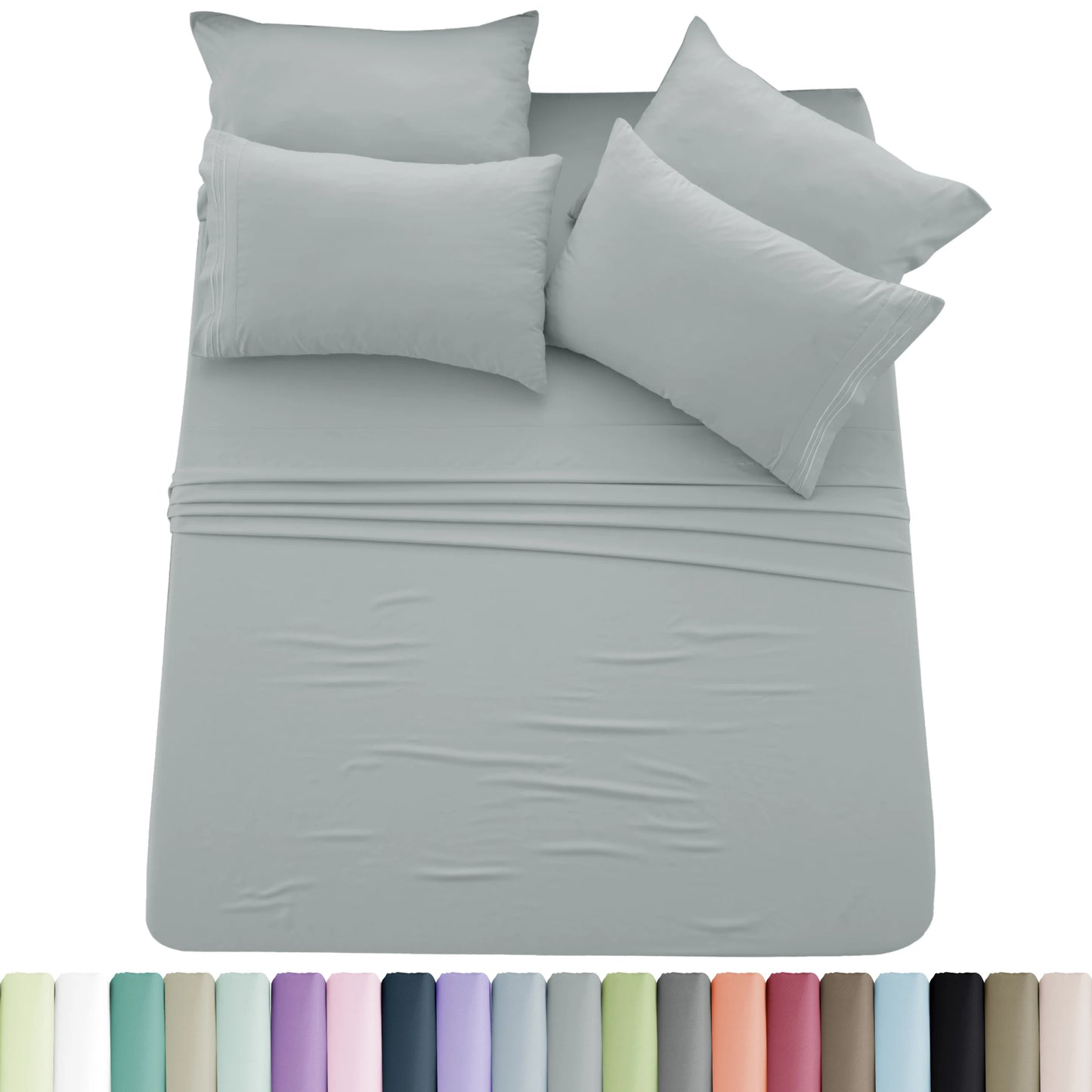 Luxury 6 Piece Microfiber Bed Sheet Set . Ultra Soft Deep Pocket Bedding Collection