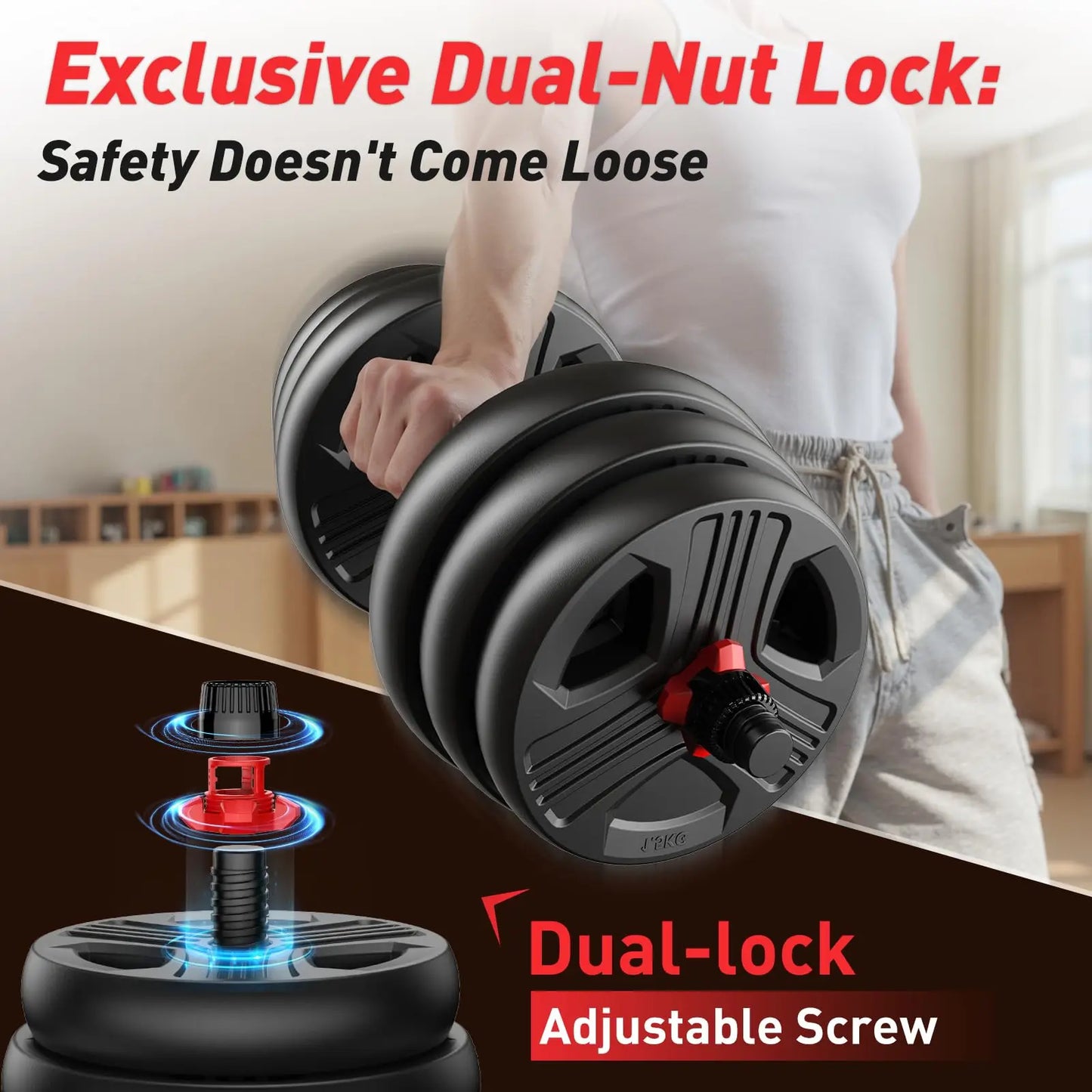 5-in-1 Adjustable Dumbbell Set . Multi-Weight Home Strength Training Equipment