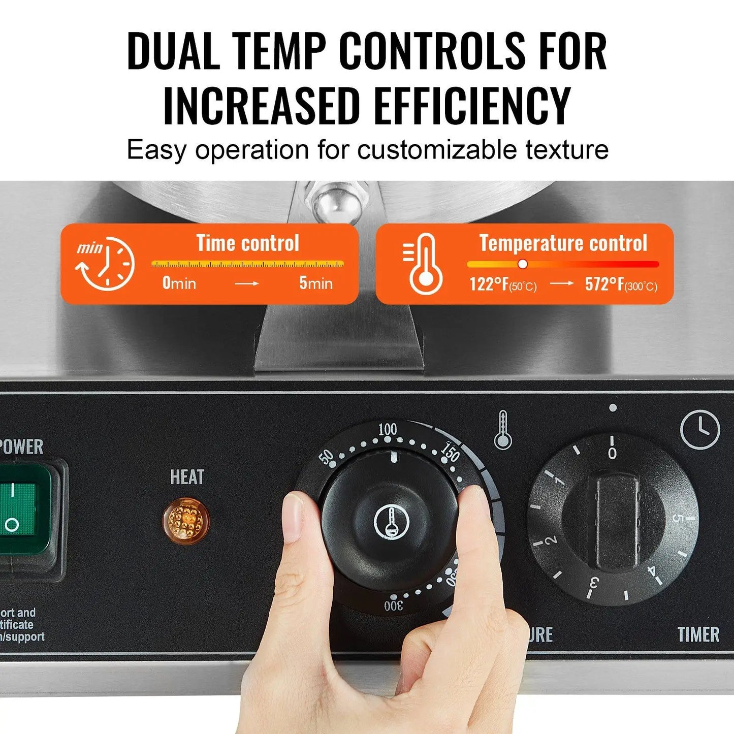 Commercial Waffle Maker Double Head Waffle Iron Machine 110V 2460W Nonstick Muffins Baking Machine, Adjustable Temperature