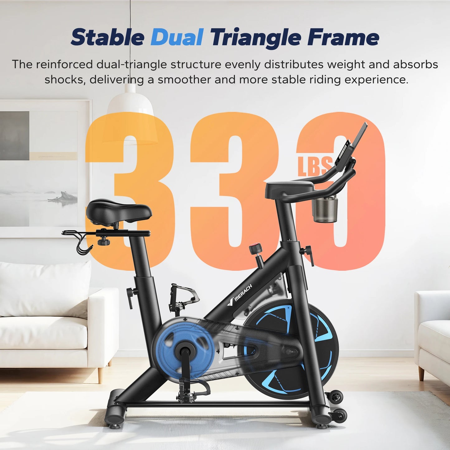 MERACH Exercise Bike S36 for Home Magnetic Indoor Cycling with Self-developed APP 330lbs Capacity & Comfortable Seat Cushion