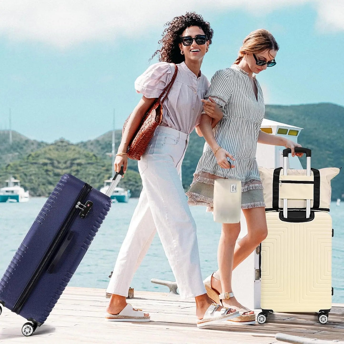 5 Piece Luggage Set with TSA Lock, Hardshell Suitcase Collection (20"/24"/28") & Travel Bags for Family Vacation & Business