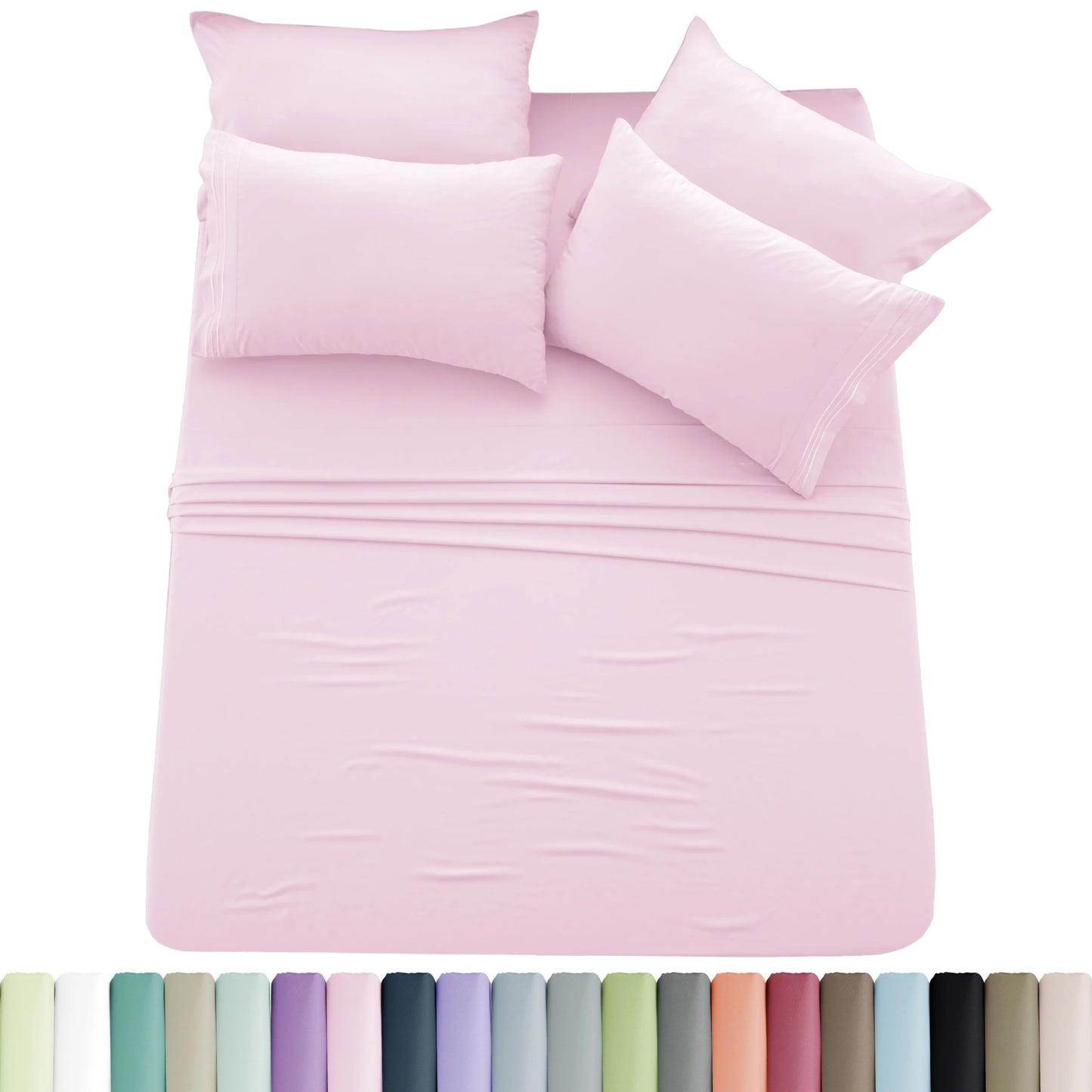 Luxury 6 Piece Microfiber Bed Sheet Set . Ultra Soft Deep Pocket Bedding Collection