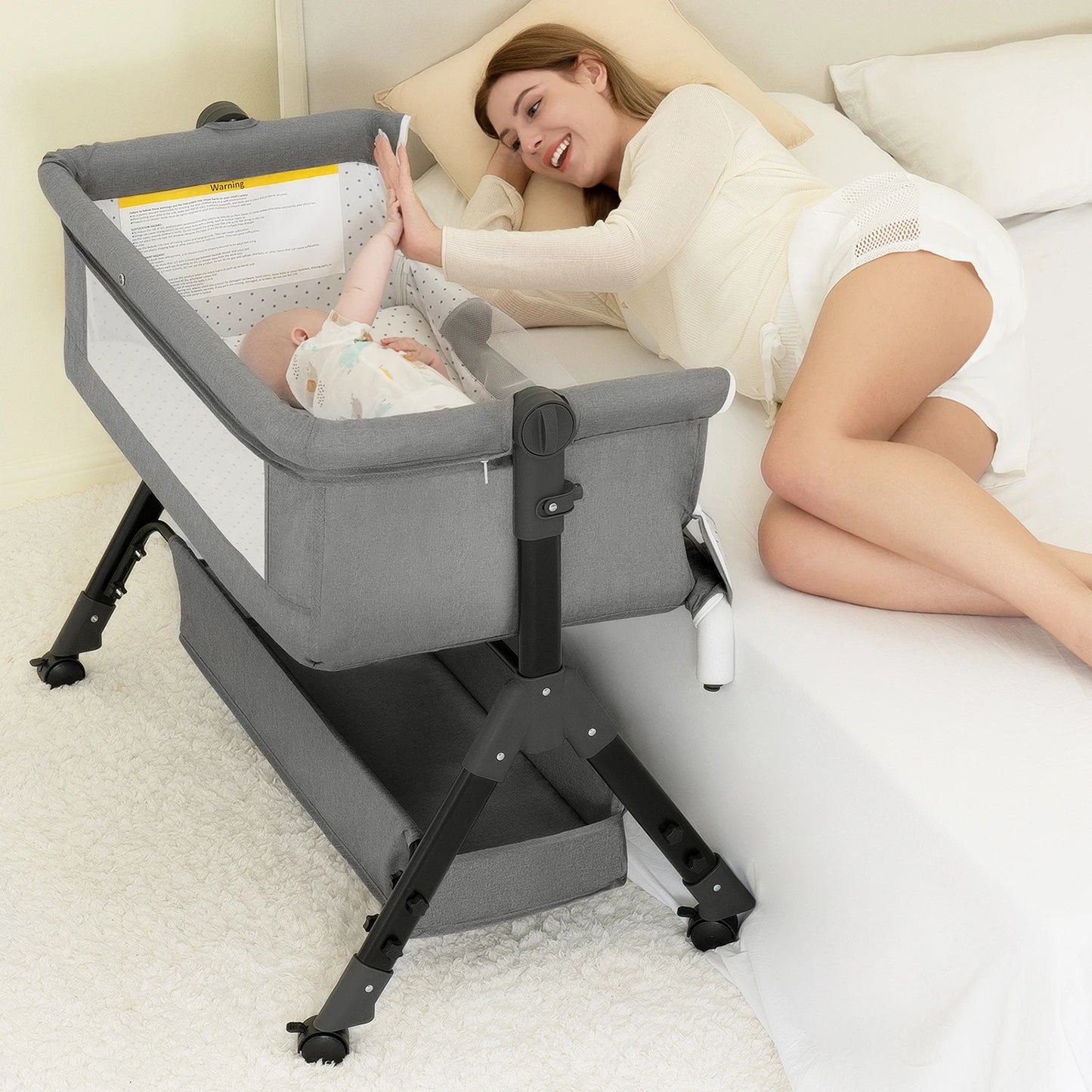 3-in-1 Baby Bassinet Bedside Sleeper with Adjustable Height & Portable Design