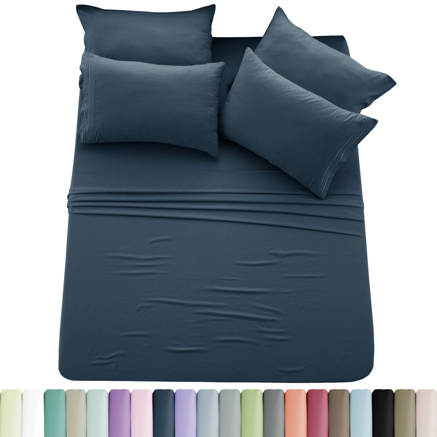 Luxury 6 Piece Microfiber Bed Sheet Set . Ultra Soft Deep Pocket Bedding Collection