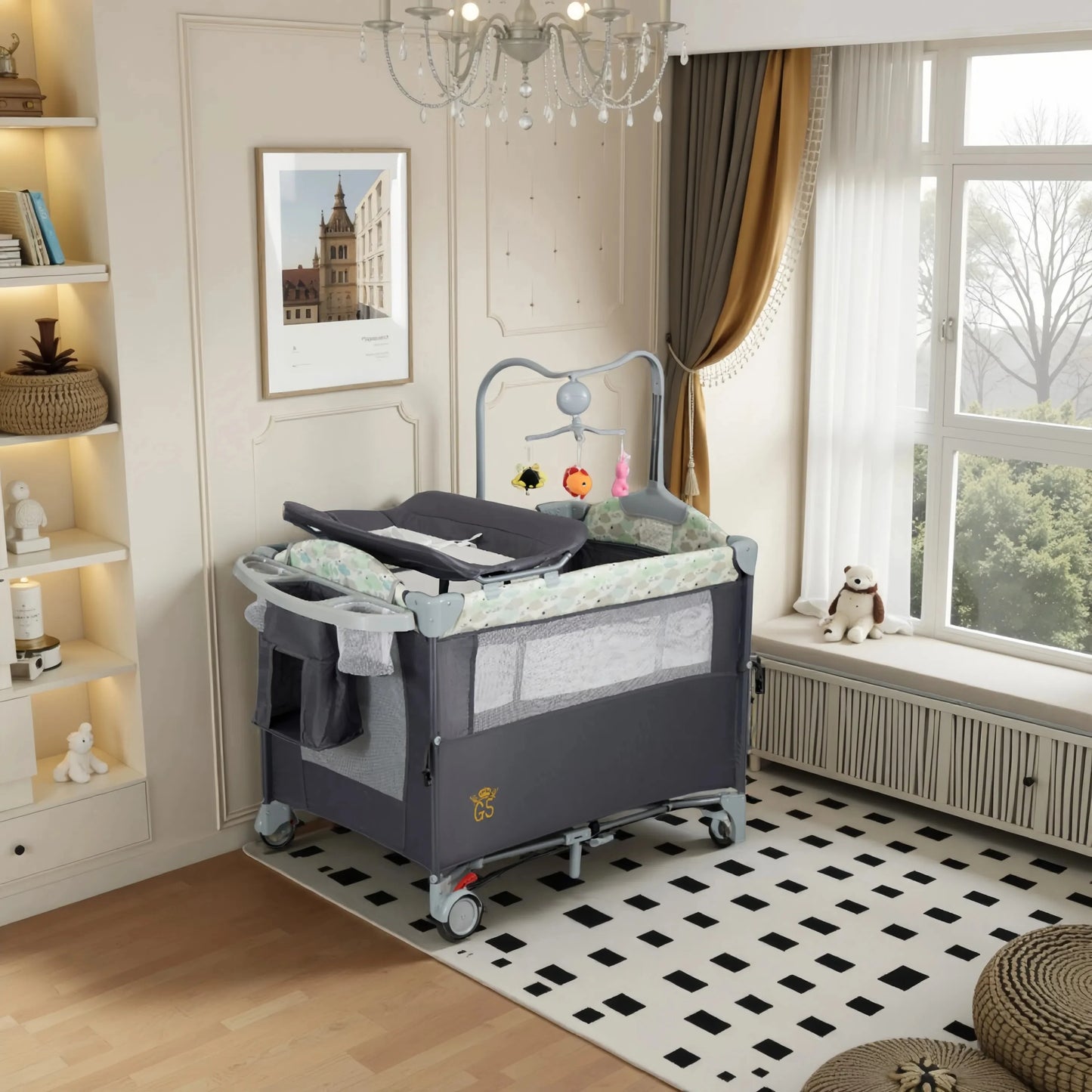 Baby Bassinet Bedside Sleeper & Portable Play Yard with Changing Station