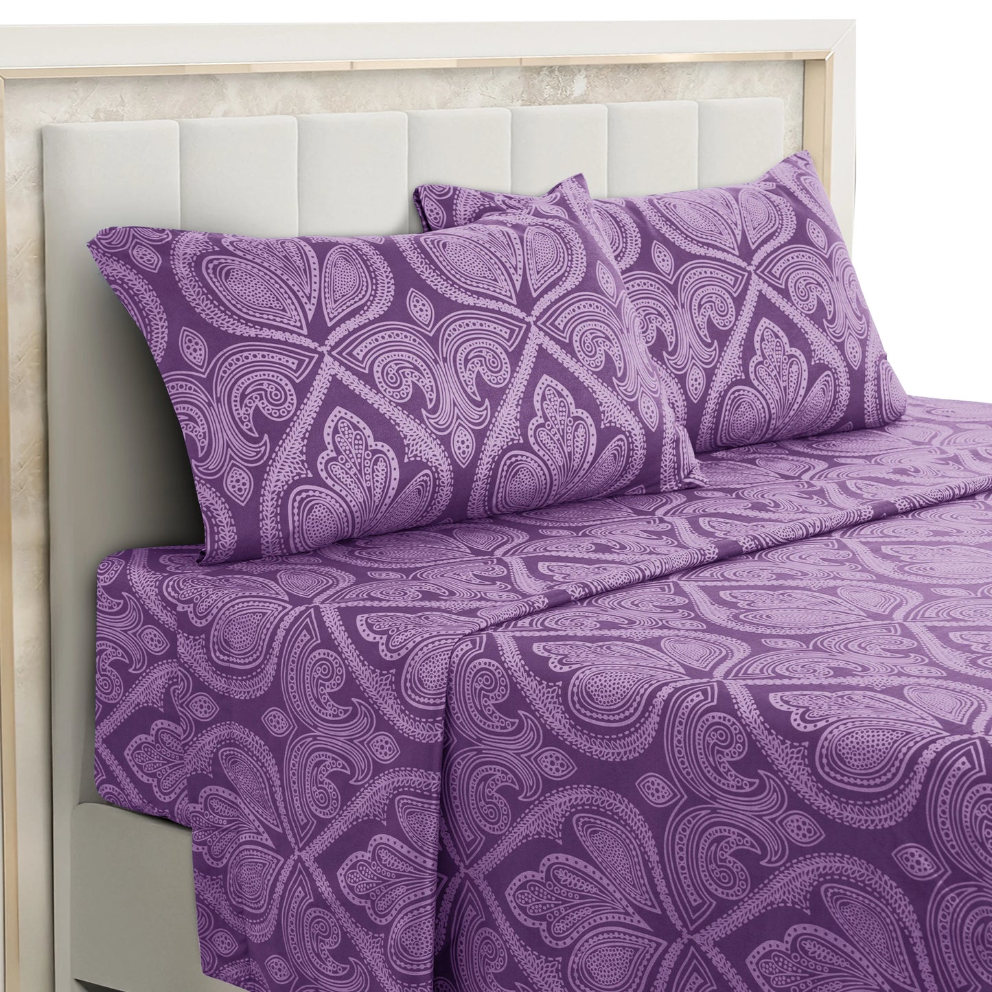 Lux Décor 4 Piece Paisley Bed Sheet Set . Ultra Soft Brushed Microfiber Bedding