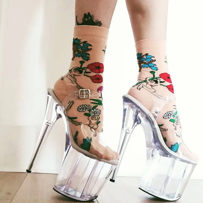 Women’s 6-Inch Clear Platform Stiletto Heels. Crystal Pole Dance Shoes