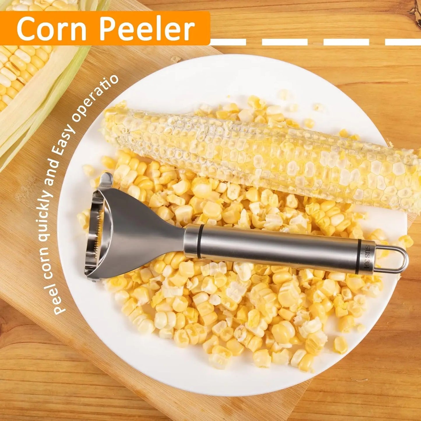 Stainless Steel Corn Peeler & Stripper Tool. Quick Kernel Remover (Easy Kitchen Tool)