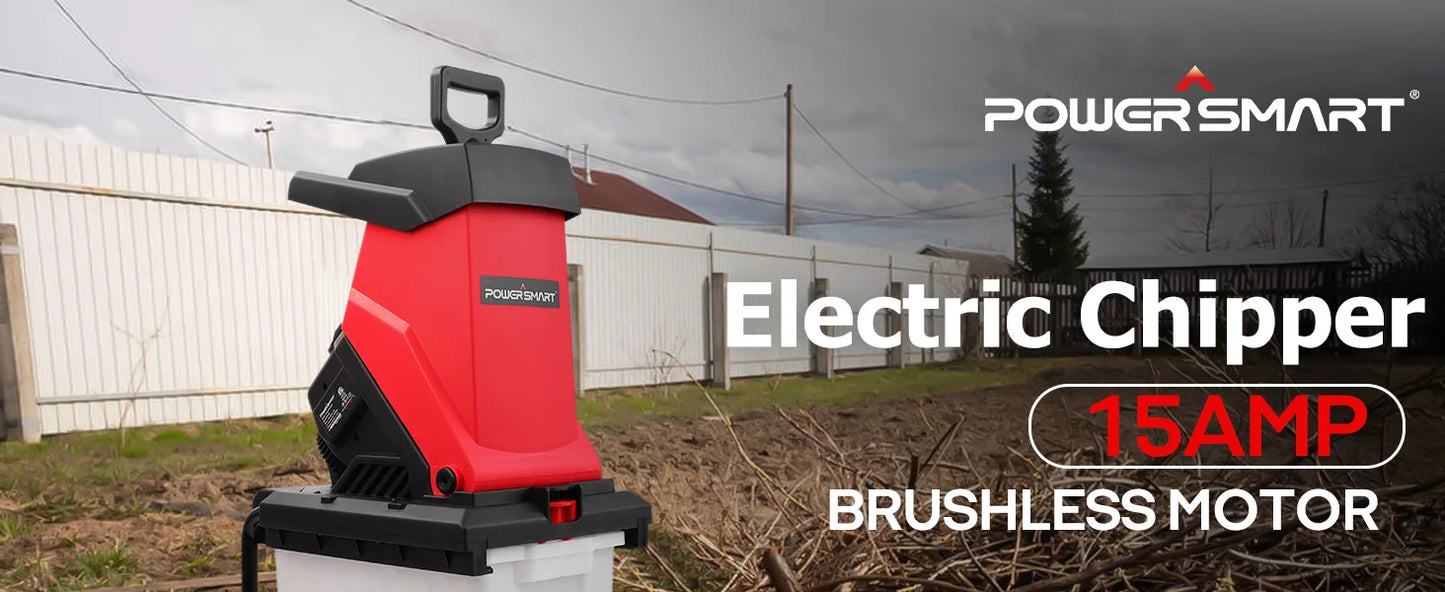 15-Amp Electric Wood Chipper & Leaf Mulcher with Collection Bag