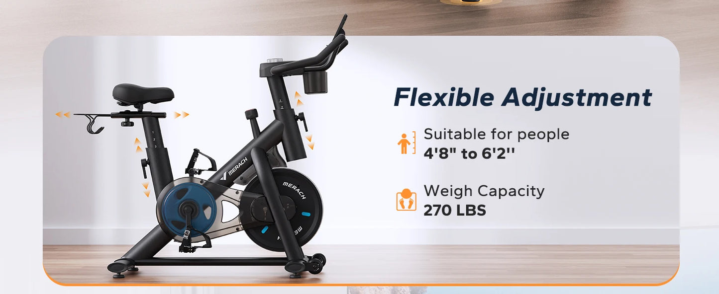 Magnetic Stationary Exercise Bike with App Connectivity for Home Cardio Training