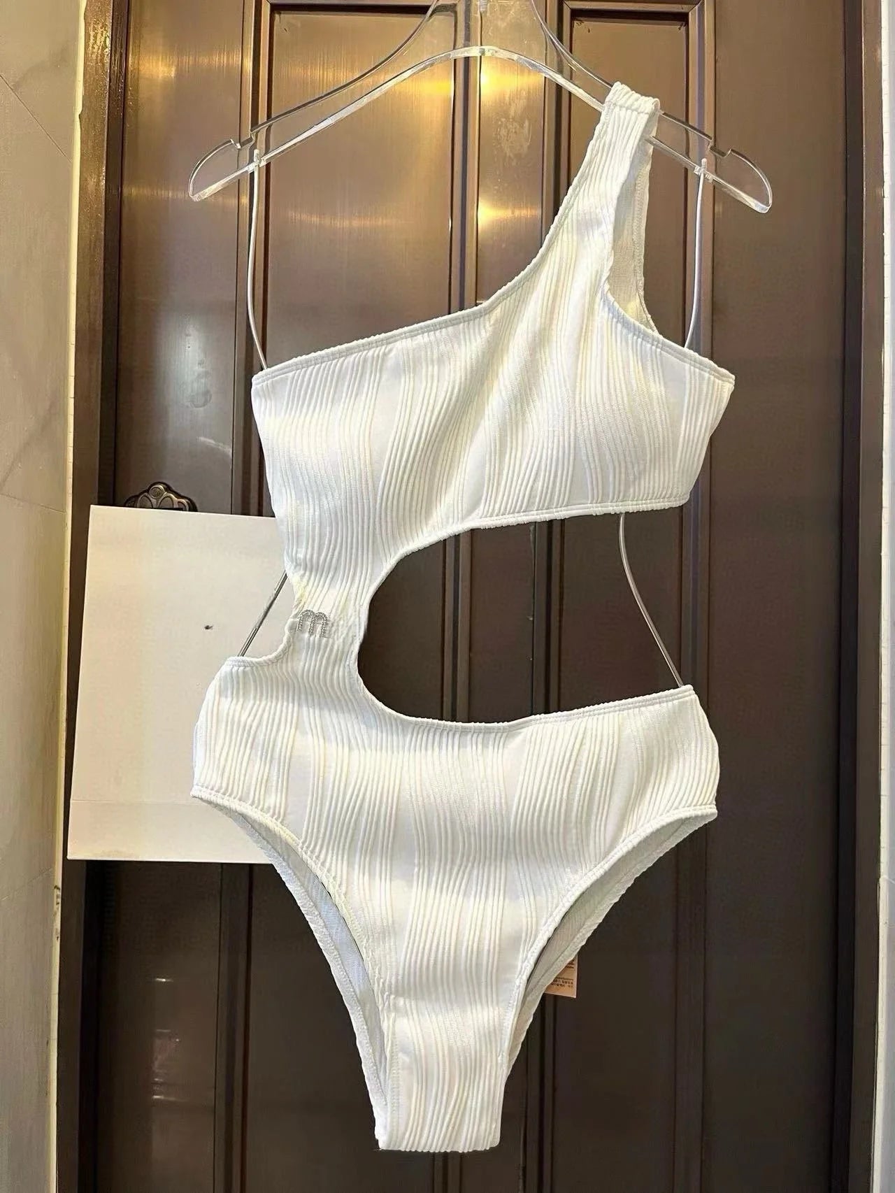 Elegant Double-Strap Cutout One-Piece Swimsuit. Hollow-Out Women’s Swimwear