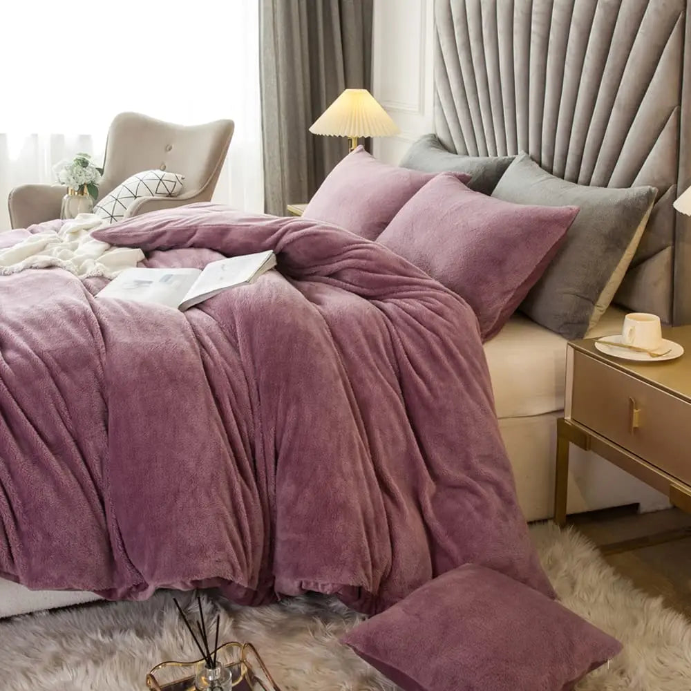 2 To 3 Piece Velvet Shaggy Duvet Cover Set Ultra Soft