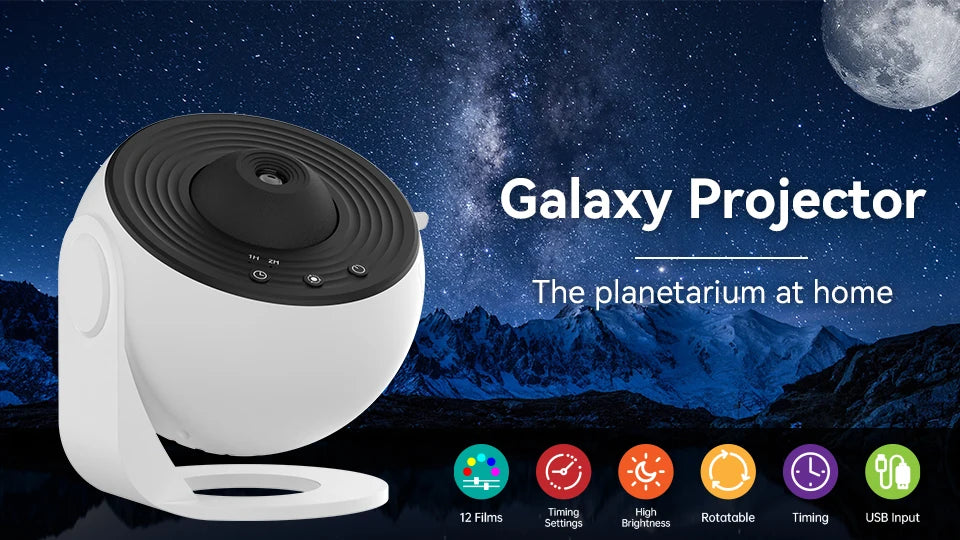 360° Rotating Galaxy Projector Night Light .Starry Sky Planetarium Lamp for Kids & Adults